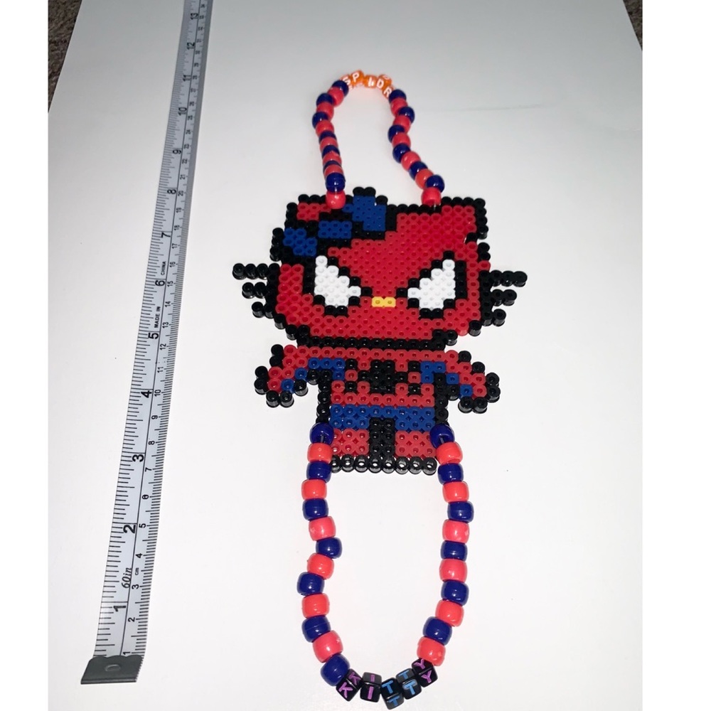 🕸 SPIDER KITTY DOUBLE KANDI PERLER BRACELET🦸